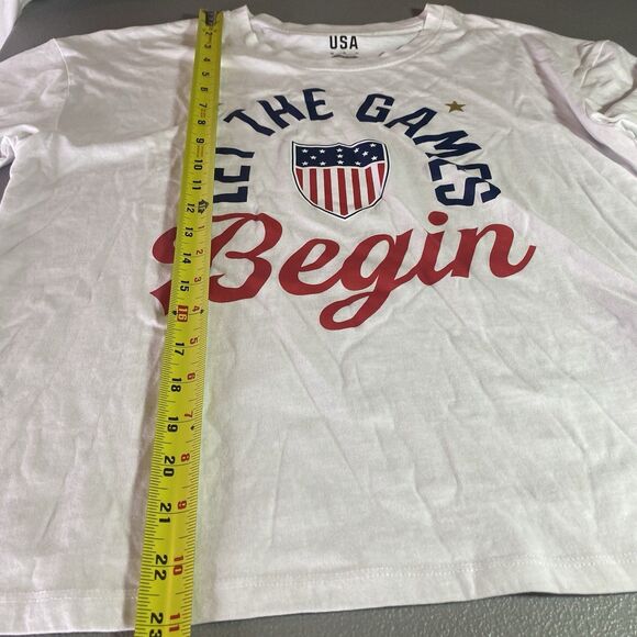 Team USA Olympics Cropped T-Shirt Let The Games Begin Womens Size M White - Picture 6 of 10